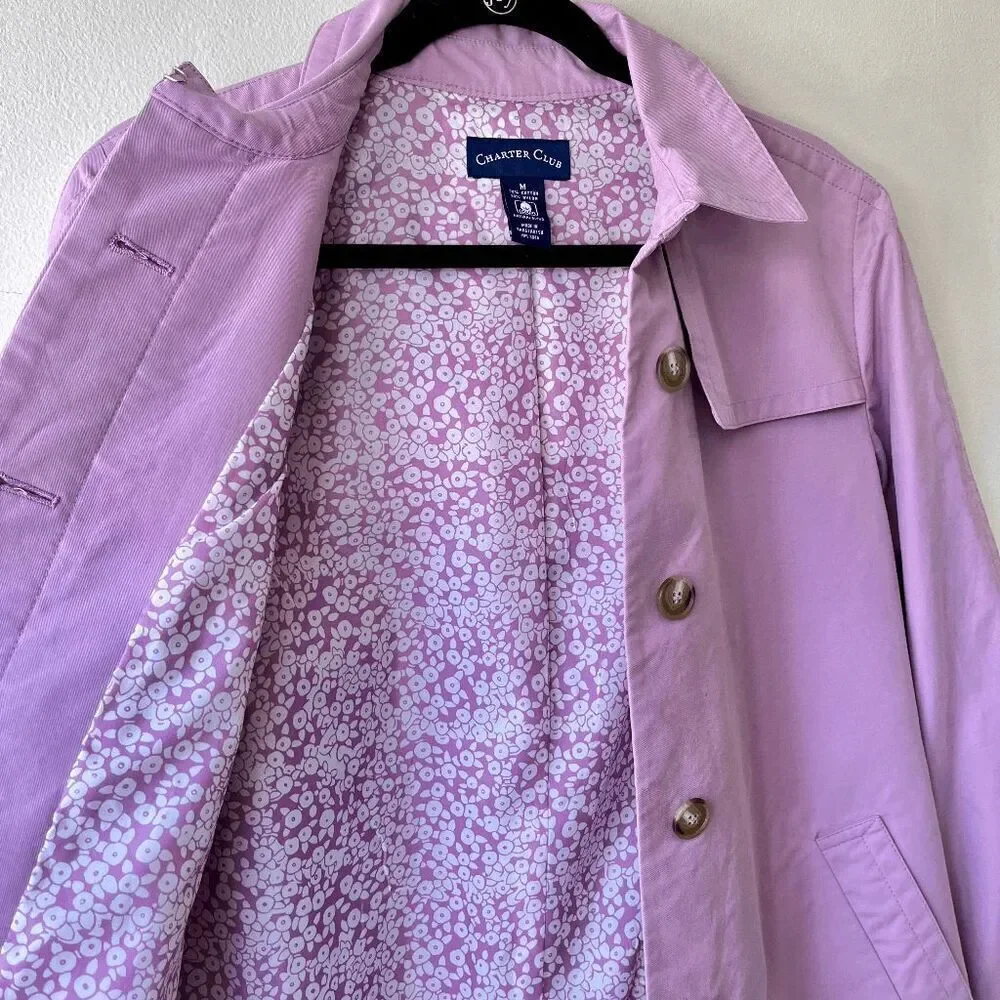 Vintage Y2K Charter Club Lilac Jacket 70s Style Preppy Oversized Collar M